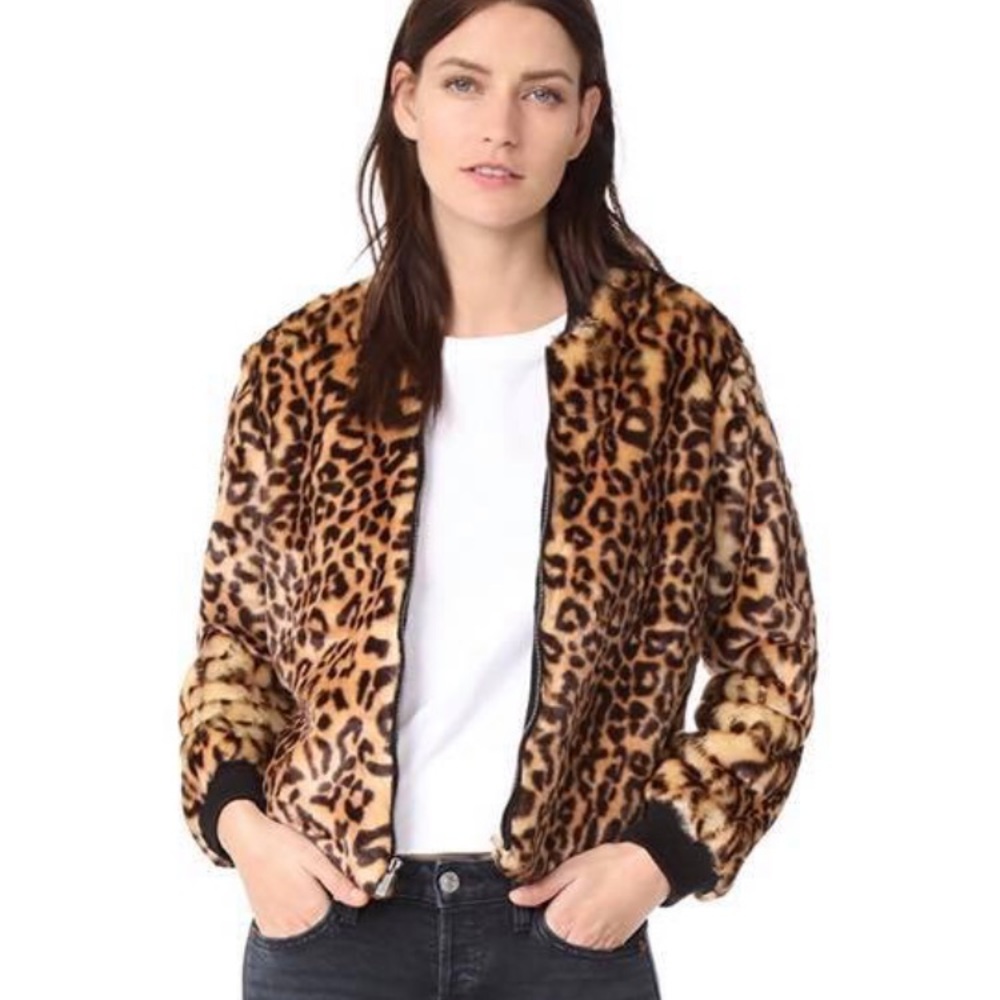 Splendid faux fur animal print jacket